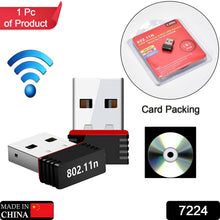 7224 Wi-Fi Receiver Wireless Mini Wi-Fi Network Adapter with with Driver Cd For Computer & Laptop And Etc Device Use 