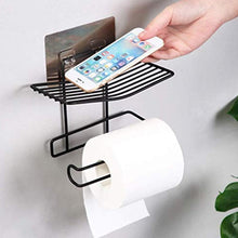 1760 Iron Black Coated Self Adhesive Wall Mounted Tissue/Toilet Paper Holder 