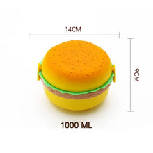 5313 Burger Shape Lunch Box Plastic Lunch Box Food Container Sets Double Layer Lunchbox 1000ml With 2 Spoon Applicable to Kids and Elementary School Students