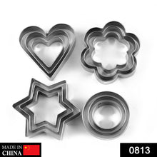 0813 Cookie Cutter Stainless Steel Cookie Cutter with Shape Heart Round Star and Flower (12 Pieces) 