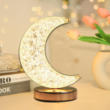 12570 Crystal Table Lamp | Moon Shape Touch Control Lamp with 3 Color | Metal Bedside Lamp for Kids Bedroom Romantic Desktop Nightstand | Stepless Dimming USB Charging Touch Night Light