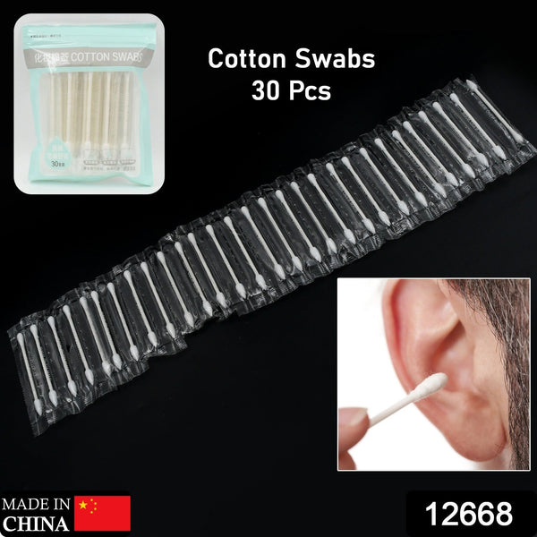 12668 Double Head Cotton Ear & Nose Cleaning Health Care Tools Disposable Sticks Soft Beauty Makeup, Pet Care, Equipment (30 Pcs Set)