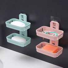 4762  Plastic Double Layer - Soap Stand, Holder, Wall Soap Box Sturdy Vacuum Dispenser Tray 