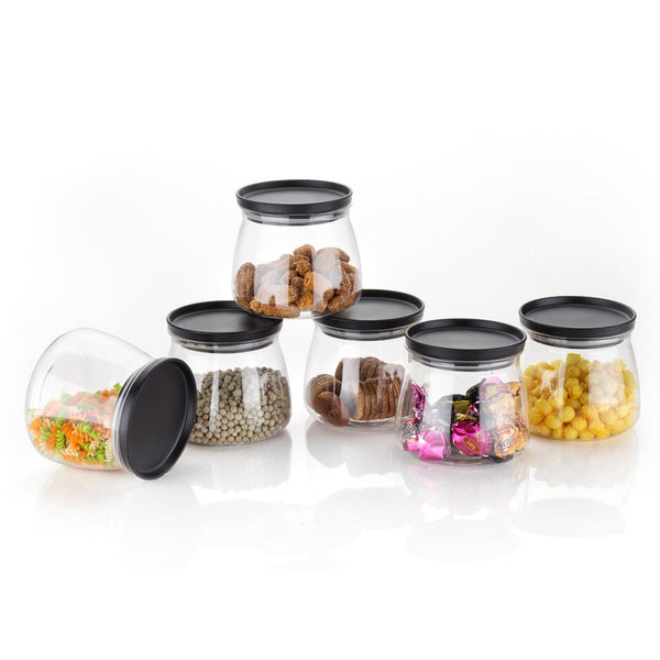 2286 Matka Shaped Jar with Air Tight & Leak Proof Lid (Multicolour) (Set of 6) (900Ml) 