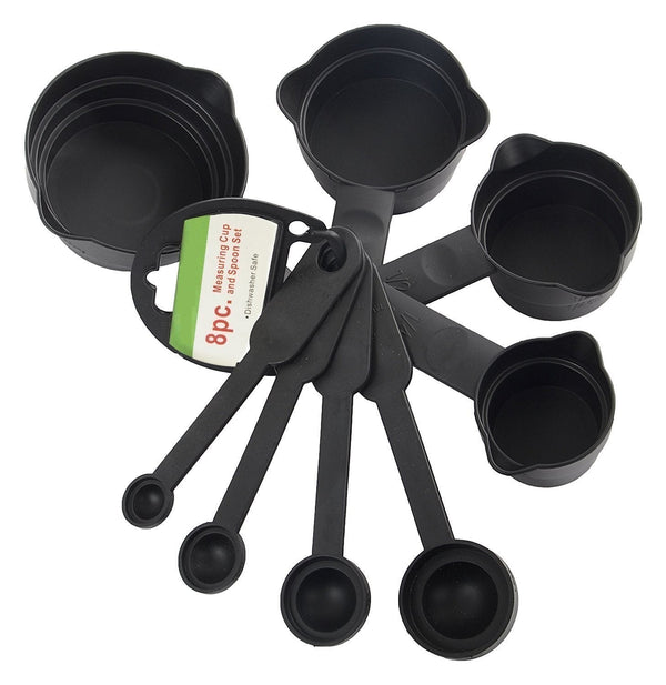 106 Plastic Measuring Cups and Spoons (8 Pcs, Black) Shopdealz