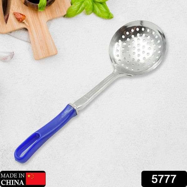 Colander Spoon, Non Slip Hand Polished Thickened Hot Pot Spoon for Kitchen for Restaurant, Stainless Steel Cooking Colander Skimmer Slotted Spoon Kitchen Strainer Ladle with Long Handle for Kitchen Cooking Baking (35 Cm & 34Cm)