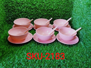 2183 Soup Bowl Set with Spoon and Saucer - 18 pcs 